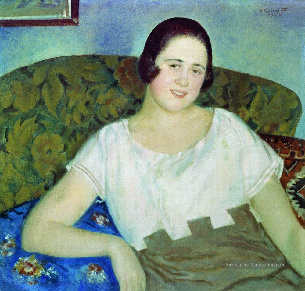 portrait d’i ivanova 1926 Boris Mikhailovich Kustodiev belle dame femme Peintures à l'huile